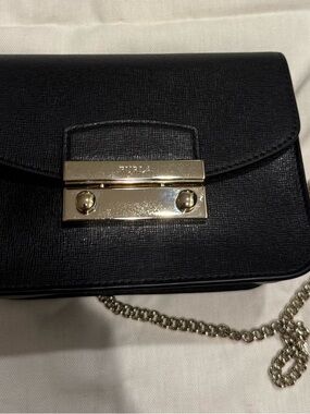 Furla Black Saffiano Crossbody with Gold-Tone Hardware
